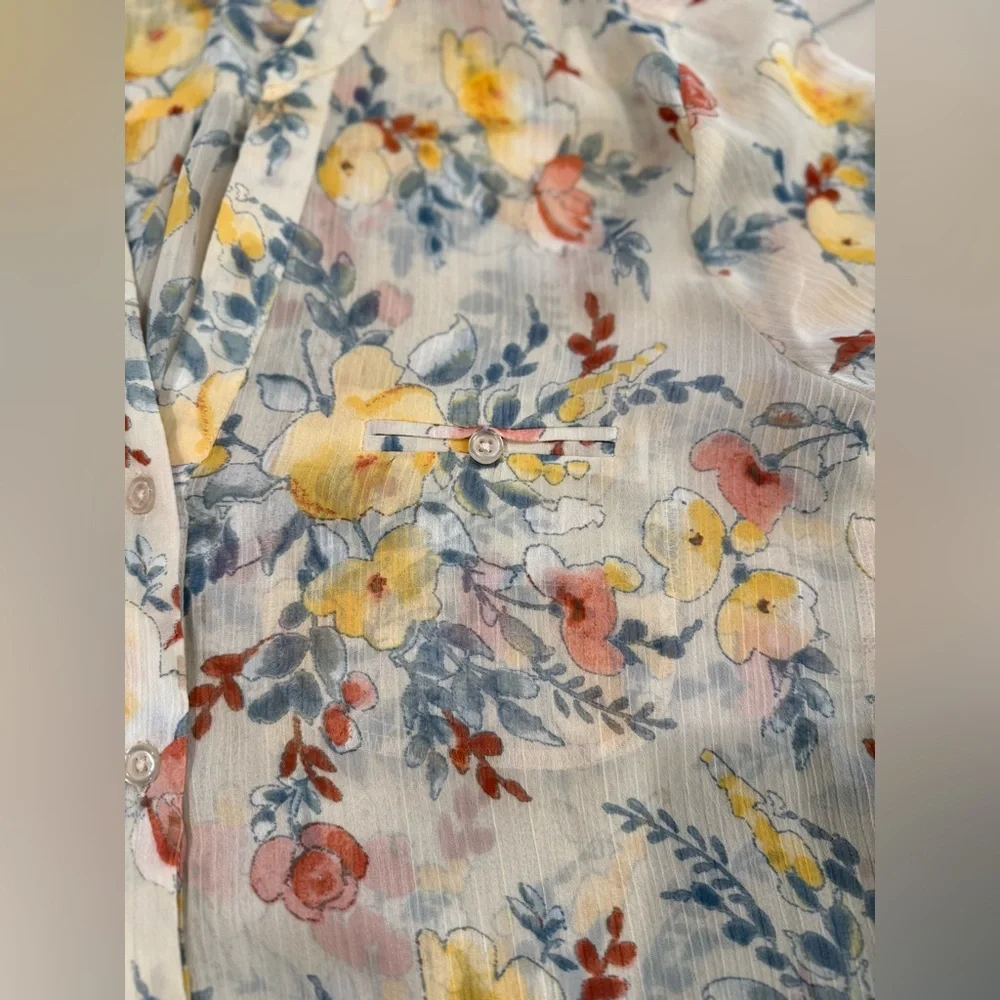 Kut from the Kloth Jasmine sheer floral blouse Sz S - Picture 8 of 12